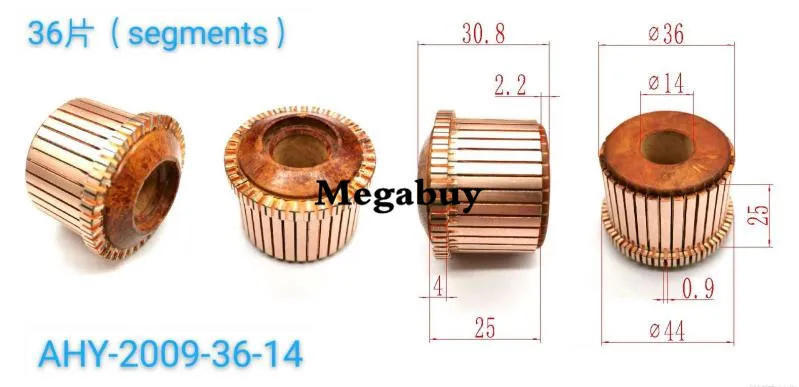 

14x36x30.8(25)mm 36P Teeth Copper Hook Type Electrical Motor Commutator 1PC