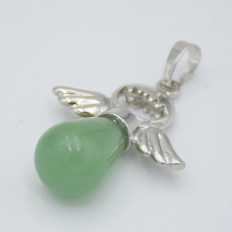 Подвеска в виде ангелов из натуральных камней Ониксовые Подвески серебристого