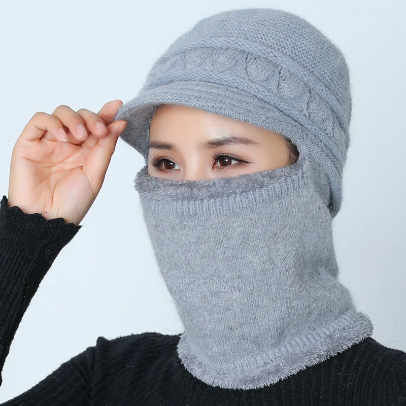 SUOGRY зимняя плюшевая шляпа вязаная шапка для женщин шарф маска Балаклава Skullies Beanies