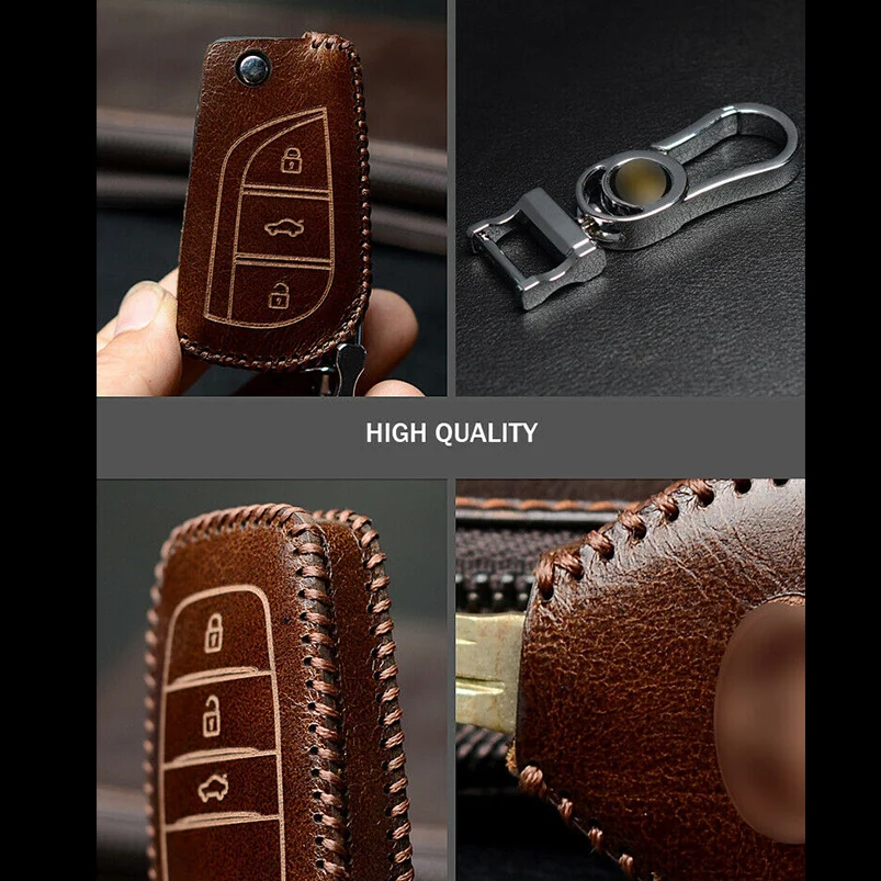 Умный автомобильный брелок для ключей из натуральной кожи с 4 кнопками 1 шт.