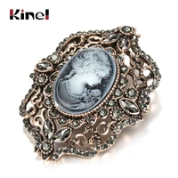 kinel fashion gray crystal brooch for women bohemia ethnic festival broches brooches full rhinestone queen head brooch pins