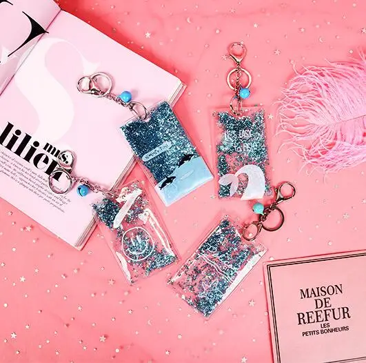 blue 1pc in random Новинка 1 шт. Kawaii Bling Shining ID держатель для карт брелок автобус Кредитные банковские карты защитный чехол школьные офисные канцелярские принадлежности - Цвет: blue 1pc in random