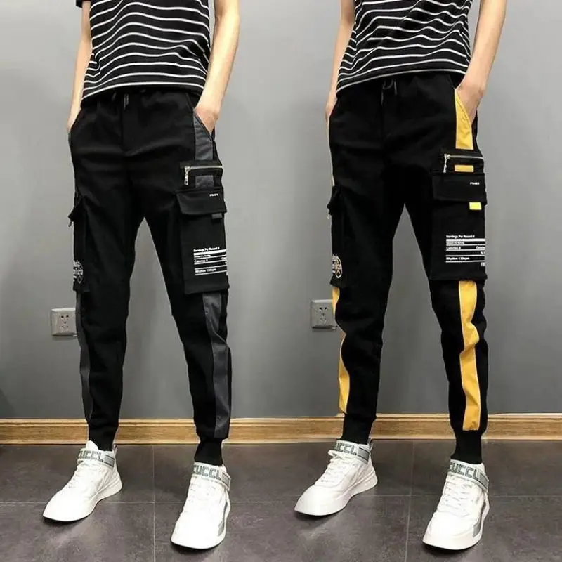 

New Cargo Pants Men's Ankle-Tied Summer Loose Student Korean Style Cropped Sports and Leisure Pants Men
