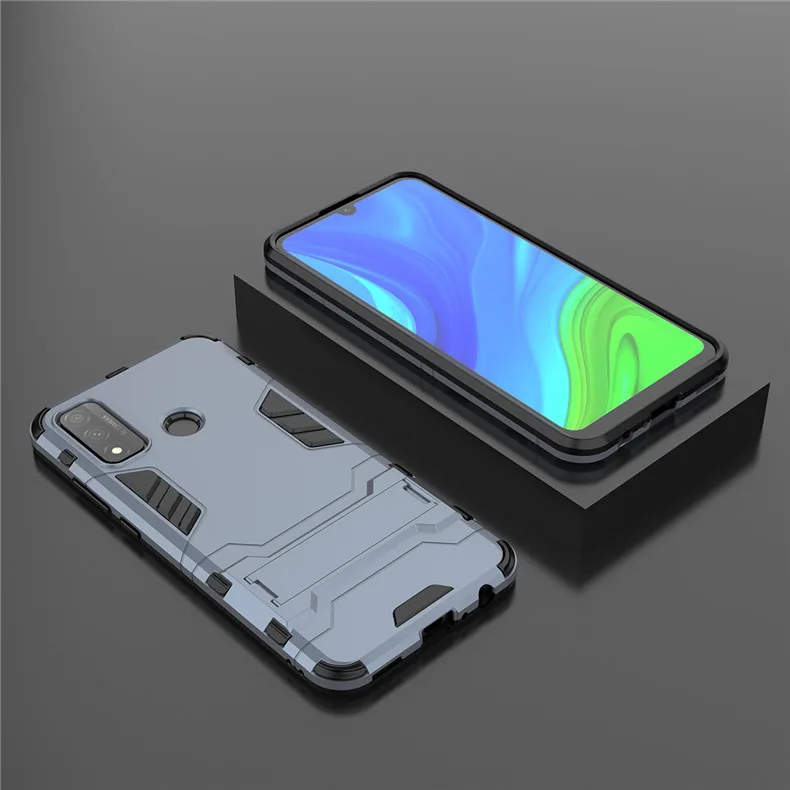 Противоударный чехол для Huawei P Smart 2020 винтажный защитный с подставкой и рисунком