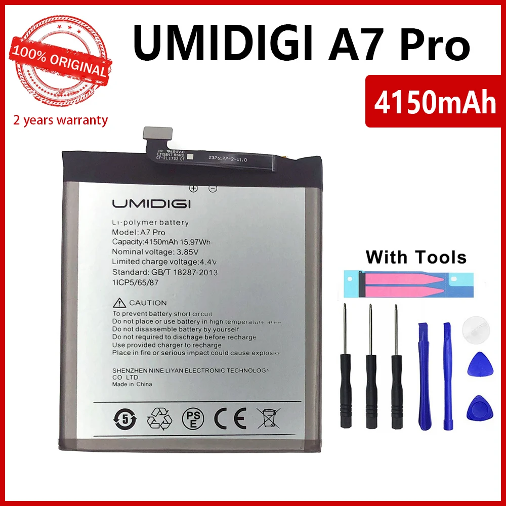 100% Original y genuino para UMI Umidigi A7 Pro, bater&iacute;a de 4150mAh, 100% nuevas piezas de repuesto, accesorios para tel&eacute;fono, acumuladores con herramientas-0