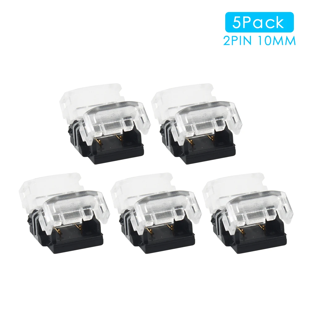 

5PCS 2Pin 10mm Strip to Strip Led Connectors Connection Terminals Connecting for Non-Waterproof Single Color 3528 5050 LED Strip