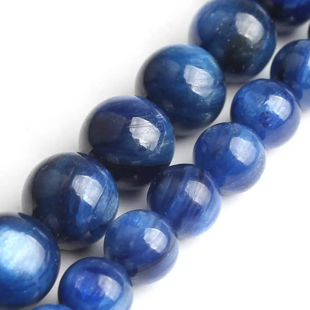 

Natural blue kyanite Stone Round Loose Spacer Beads For Jewelry Making Diy Earring Bracelet Pick Size 4/6/8/10/12 mm Strand 15''