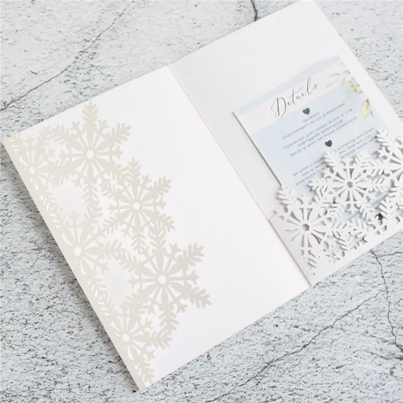 Black wedding cards invitations snowflake laser cutting Xmas holiday greeting party supply 20 pcs | Дом и сад