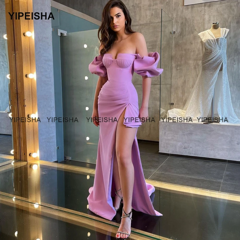 

Yipeisha Off-shoulder Lilac Evening Dresses Vestido de Fiesta Side Slit Mermaid Prom Party Dress Formal Gown Customized