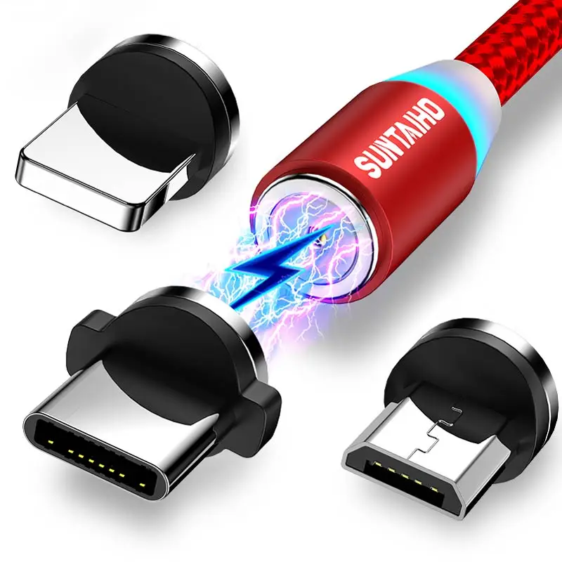 Suntaiho USB магнитная зарядка течёт светильник светодиодный Micro USB магнитный кабель Быстрая зарядка для iphone светильник ing USB Type C кабель Магнитный кабель для мобильного телефона