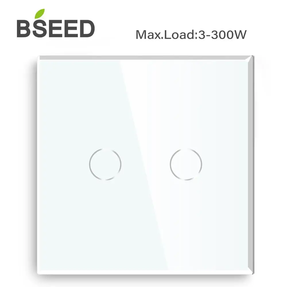 Сенсорный выключатель Bseed 2 клавиши 1 канал 300 Вт стандарт ЕС домашний света черный