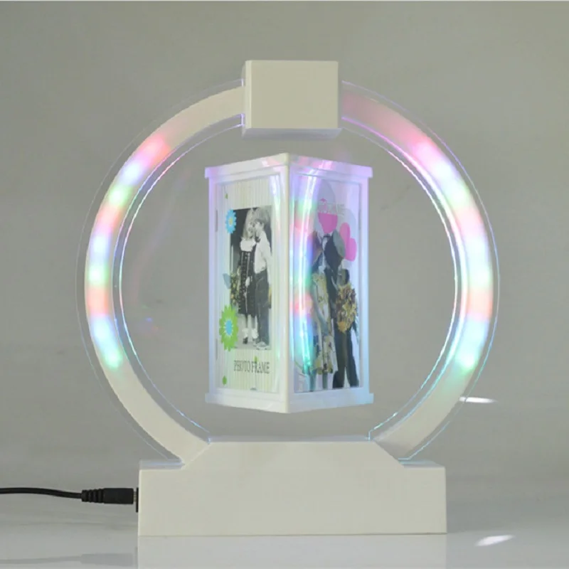 

2021 Magical Home Electronic Levitating Picture Frame Magnetic Levitation Floating Photo Frame Love Europe PVC with LED Lights