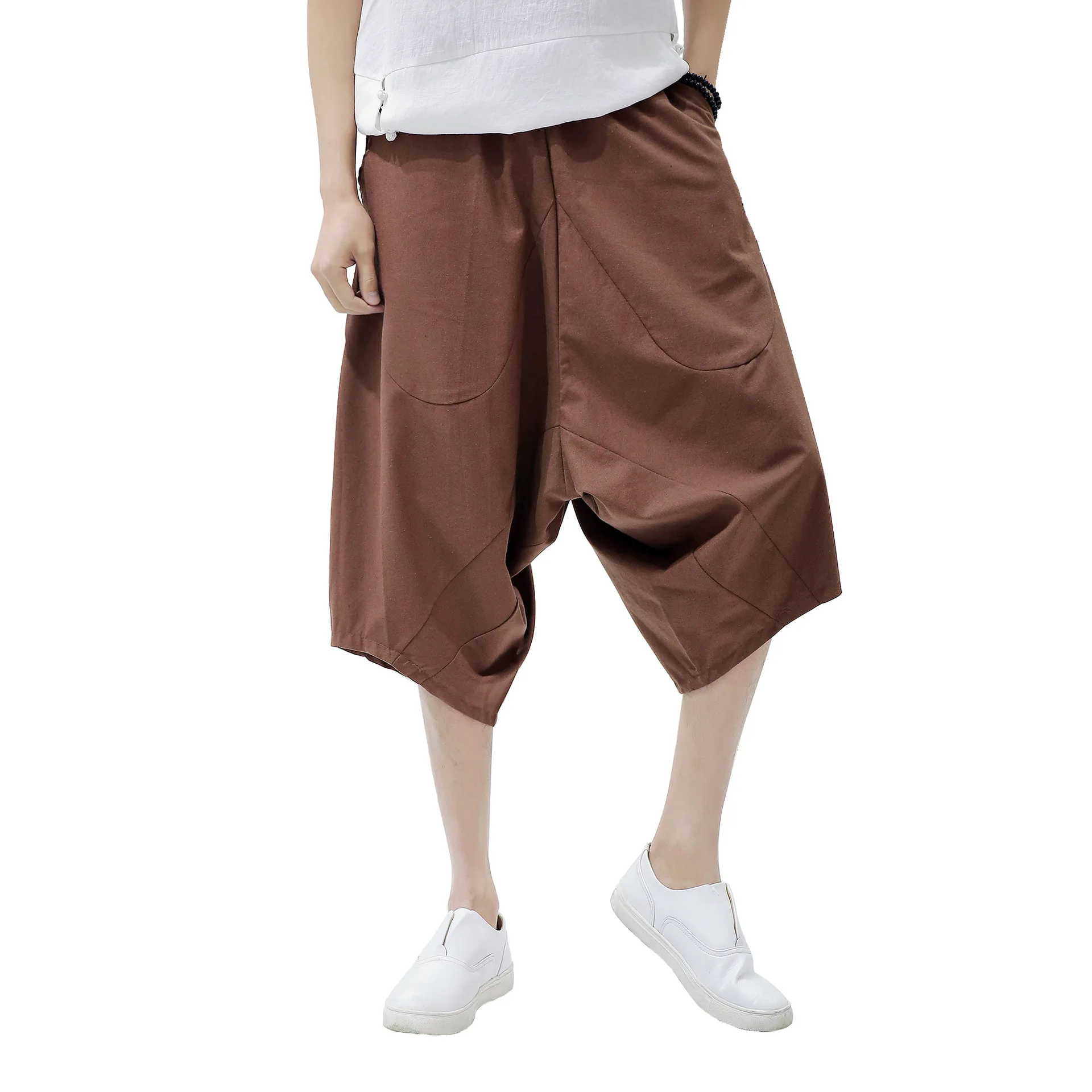 

Cross-border Cotton and Linen Chinese Style Men's Clothing Crotchless Crotchless Pants Retro Style Linen Pants
