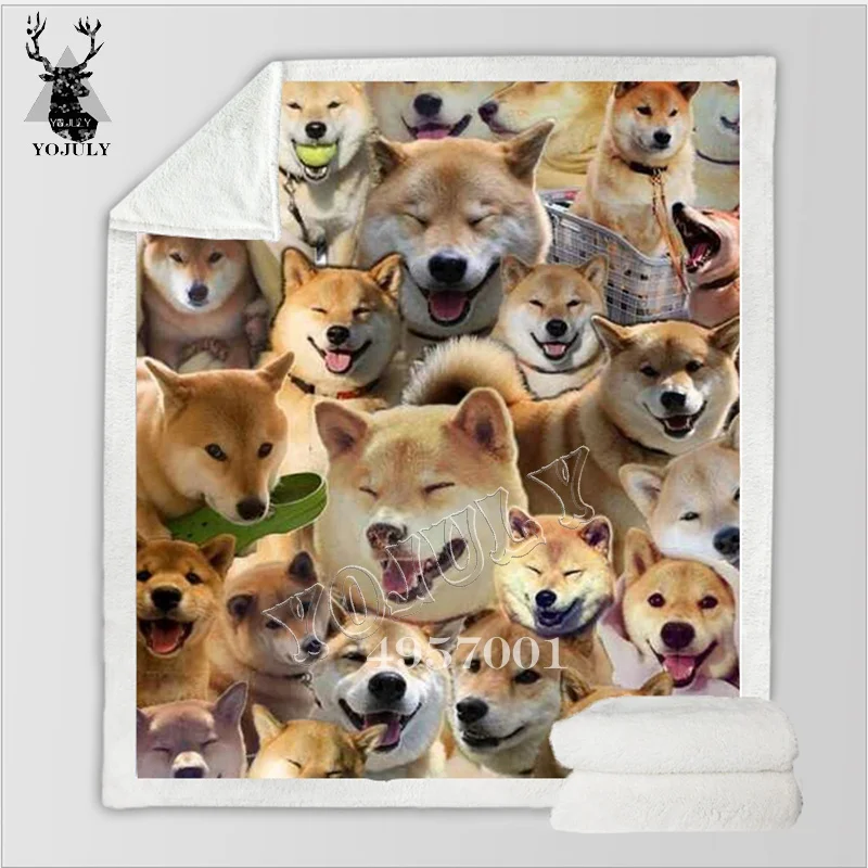 3D Pet Dog коллекция шерпа одеяло 3d принт животных Мопс плюшевое бульдог Хаски добер