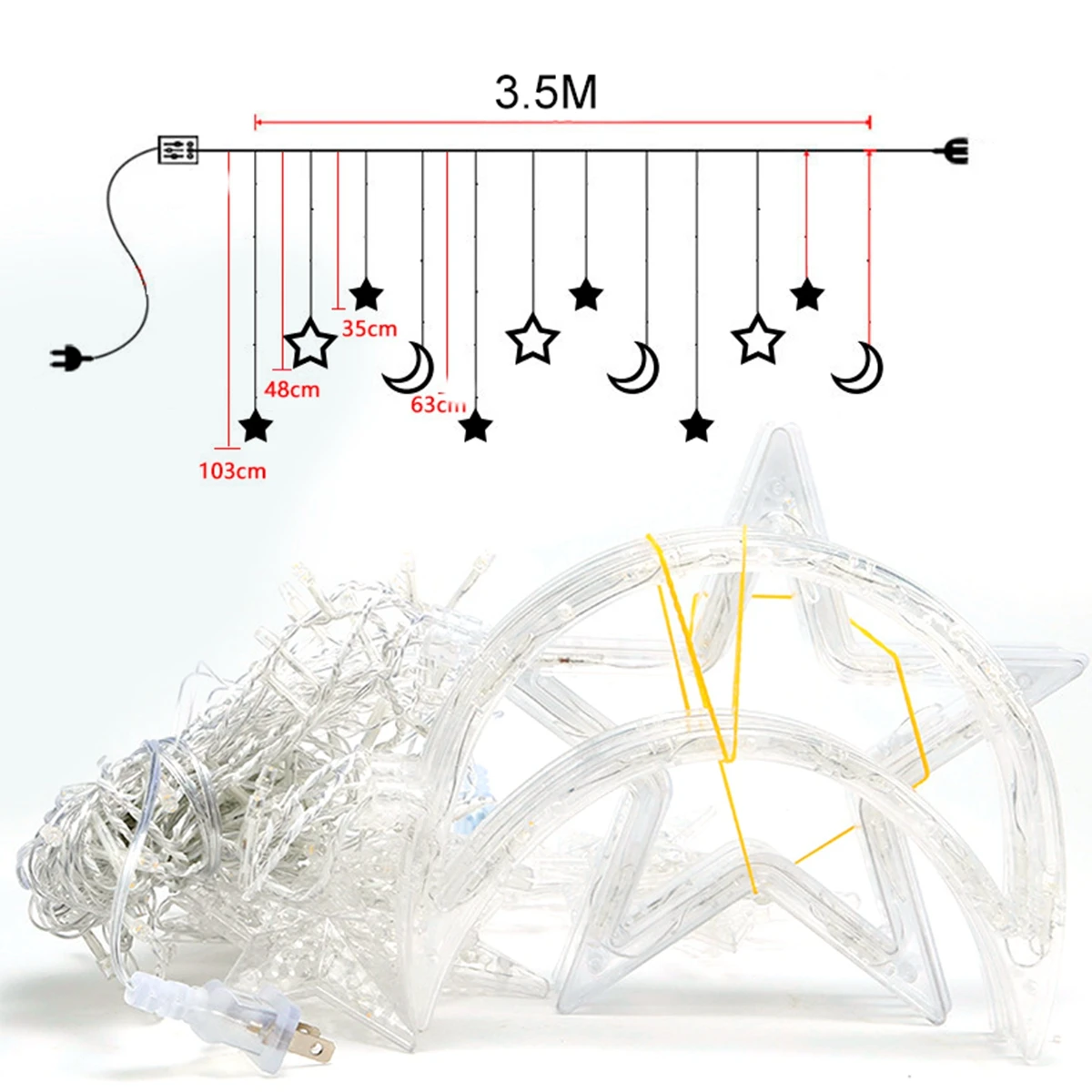 

Star Moon Led Curtain Garland String Light Eid Mubarak Ramadan Decoration Islam Muslim Party Decor Eid Al Adha Gift Eid Mubarak