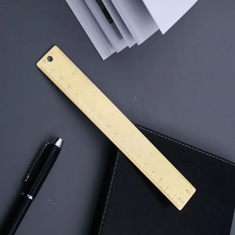 

18cm Brass Ruler Bookmark Label Book Mark Cartography Painting Measuring Tool W0YE