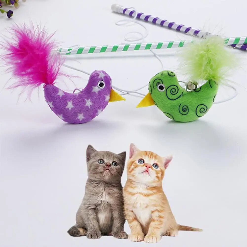 Интерактивная игрушка для домашних животных милая птица яркий цвет палочка
