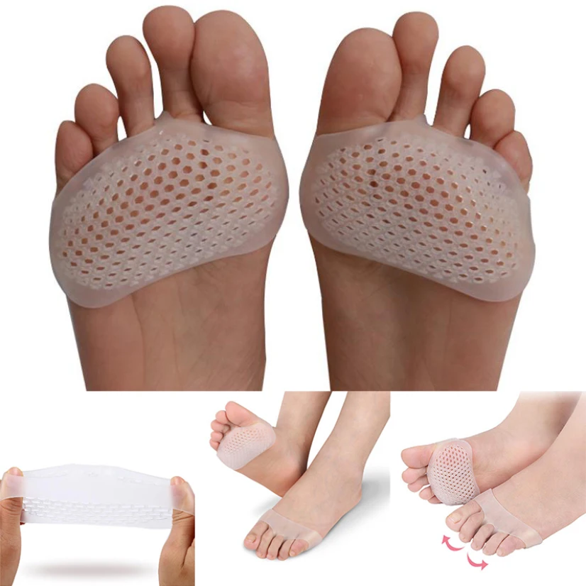 

Silicone Forefoot Pad Honeycomb Non-Slip Liners Protect Pain Relief Foot Care High Heels Elastic Invisible Inserts White Nude