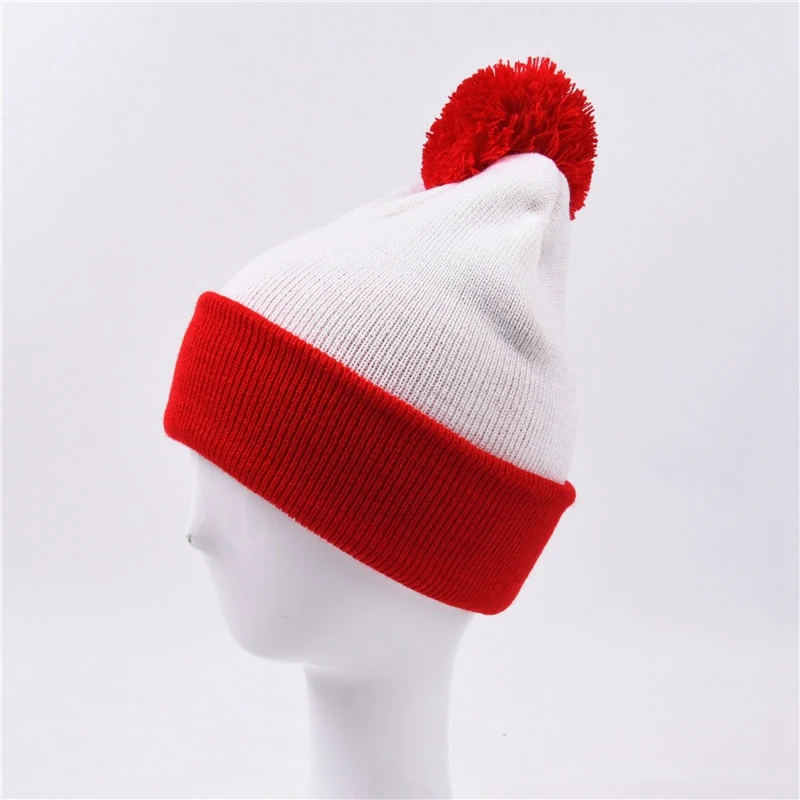 Шапка с помпоном WZCX в стиле унисекс Рождественская шапка прострочкой уличная