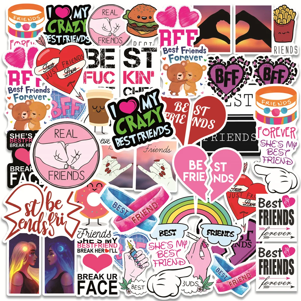 

10/30/50PCS Good Friend Pink Girl Bestfriend Graffiti Sticker Mobile Phone Water Cup Trolley Case Waterproof Sticker Wholesale