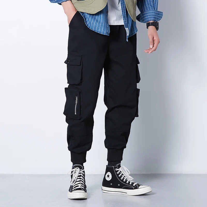 

Ribbons Harem Joggers Men Cargo Pants Streetwear 2020 Hip Hop Casual Pockets Track Pants Male Harajuku Fashion Trousers