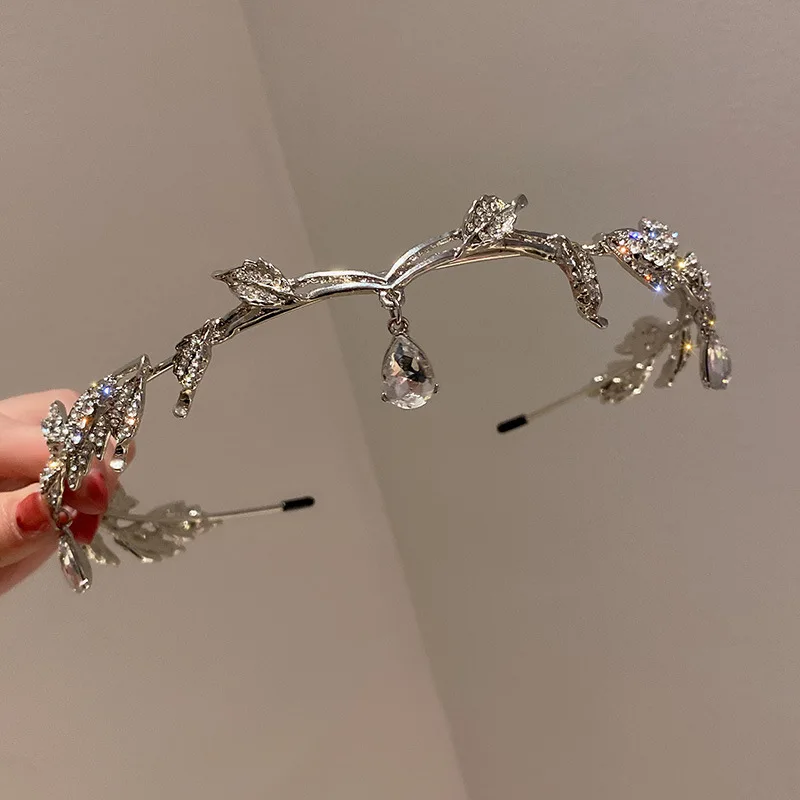 

Crystal Hair Accessories 2021 Wedding Bridal Headband Rhinestone Leaves Hairband Women Head Ornament Ladies Hairs Jewelry