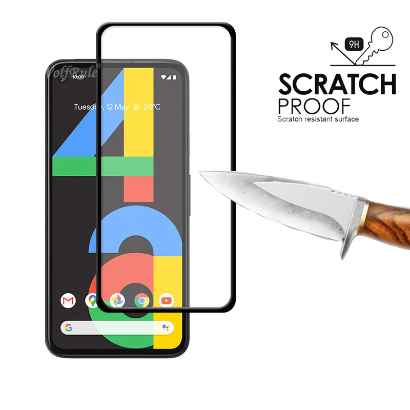4 en 1 para Google Pixel 4a vidrio para Google Pixel 4a vidrio templado pegamento completo Protector de pantalla HD para Google Pixel 4a Cristal de lente-1