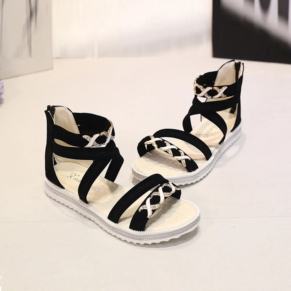 Женские летние пляжные сандалии из мягкой кожи на плоской подошве с открытым