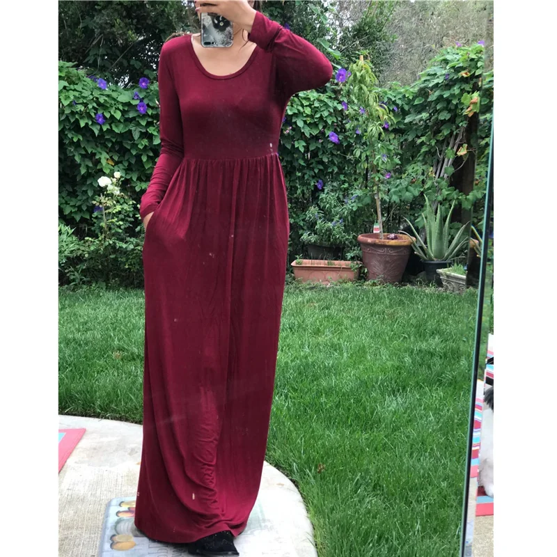 

Мусульманское платье Abaya для женщин, модное свободное платье макси с длинным рукавом и завышенной талией, турецкое Африканское повседневно...