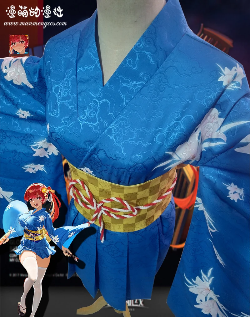 

Game Azur Lane USS Honolulu Cosplay costume kimono bathrobe with wig halloween costumes for women need custom made