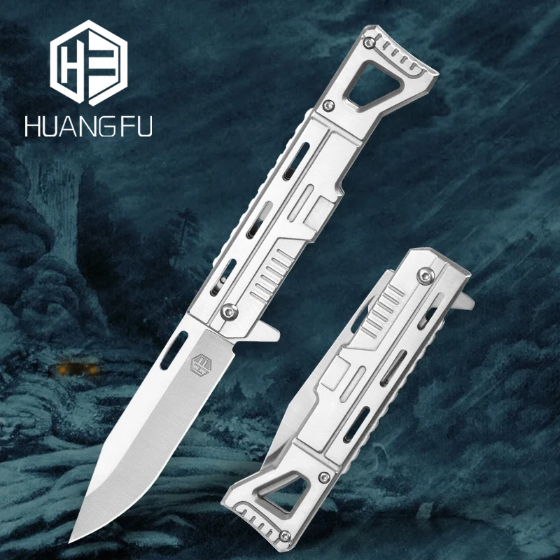 

HUANGFU7cr13mov полностью стальной складной нож EDC инструмент для самообороны выживание в дикой природе военный боевой нож охотничий нож