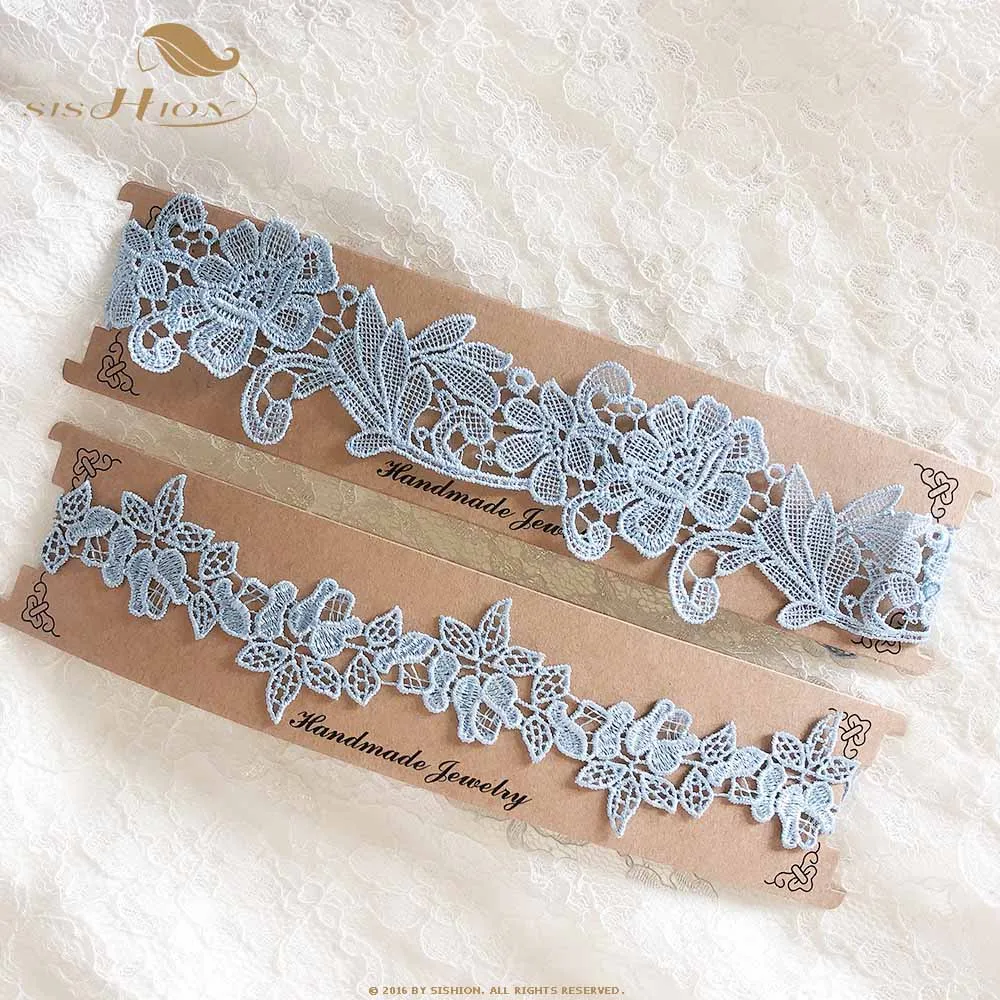 Blue SISHION, свадебные подвязки, кружевная вышивка, цветочные сексуальные подвязки для женщин, аксессуары для невесты, облегающее кольцо, свадебная подвязка для ног QY0736 - Цвет: Blue