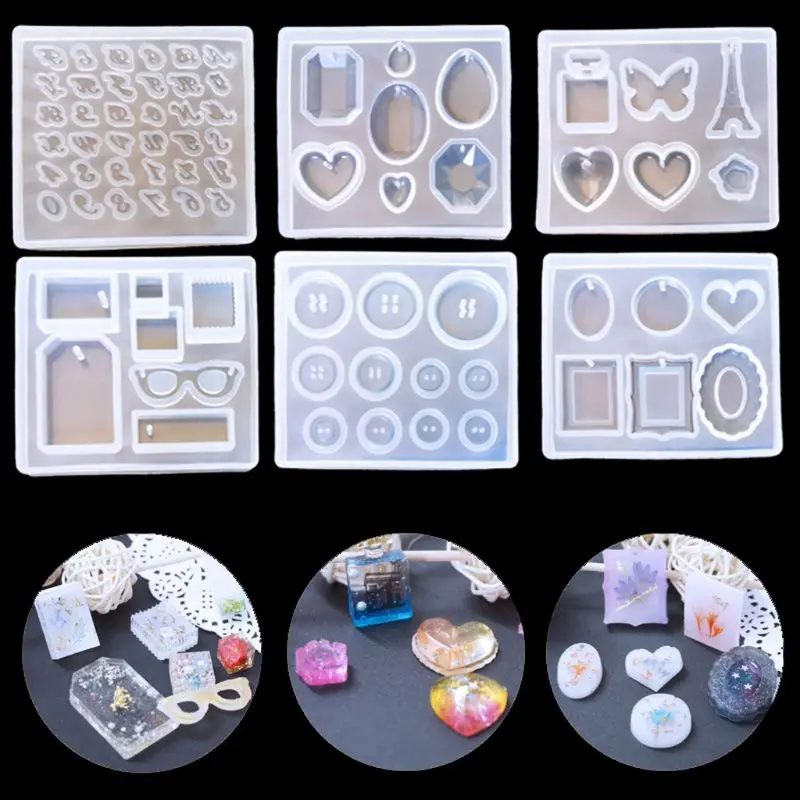 

6 шт смолы ювелирные изделия, силиконовые формы для литья с набором инструментов ювелирные изделия делая инструменты кулон, браслет, серьги ...