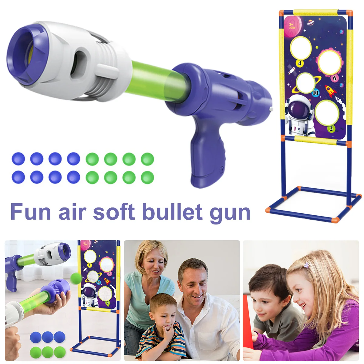 

Shooting Game Toy Foam Ball Popper Air Shooting Game Toy for Outdoor Air-powered Gun Soft Bullet Ball Children's gifts