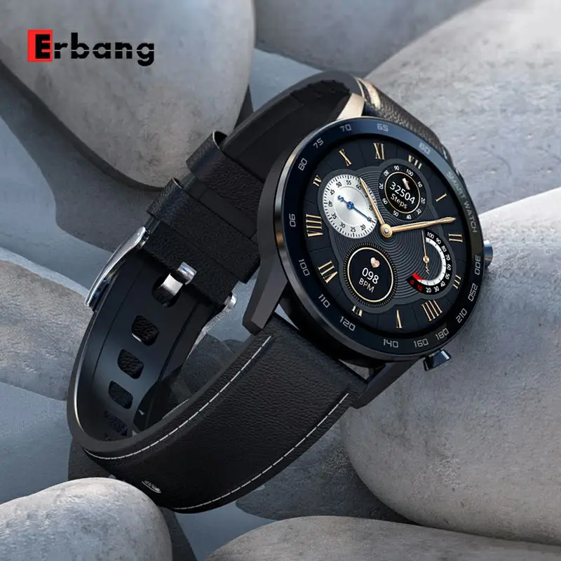 

2021 New ERBANG 4E Bluetooth Calls Smart Watch For Men IP68 Waterproof Smartwatch Health Monitor GTR 2e For Android iOS Phone