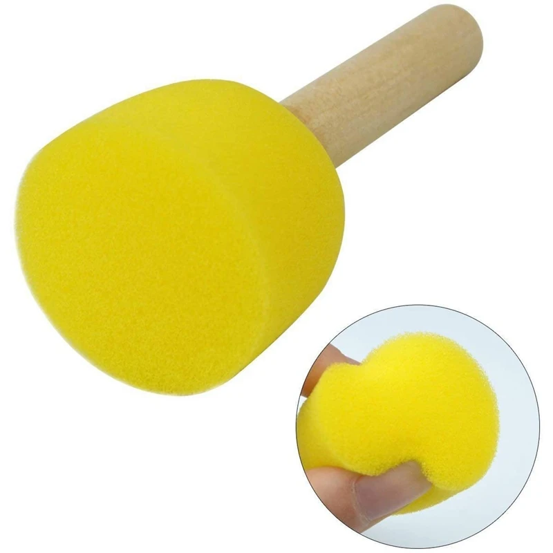 

48-Piece Round Sponge Brush Set-Children's Painting Tools-Sponge Painting Stippler Set 4 Sizes of DIY Painting Tools