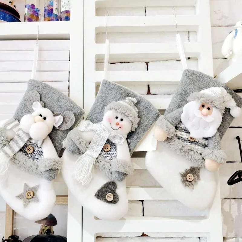 

Navidad Christmas Stocking Santa Sacks Gift Christmas Decorations for Home Snowman Home Decor Xmas Tree Ornament New Year 2022