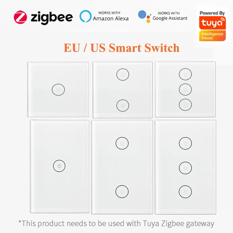 

NEW ZigBee EU US Smart Switch With/Without Neutral Wire Two Wiring for Smart Life Tuya Automation,Work with Alexa Google Home