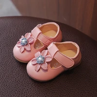 toddler girl shoes hook loop 2022 autumn princess fashion lovely flower mary jane shoes leather pink flat casual shoes hot