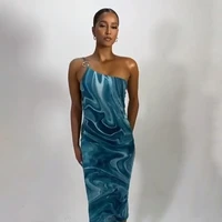 new summer tie dye midi club outfits one shoulder strap party dress women sexy bodycon dresses 2021