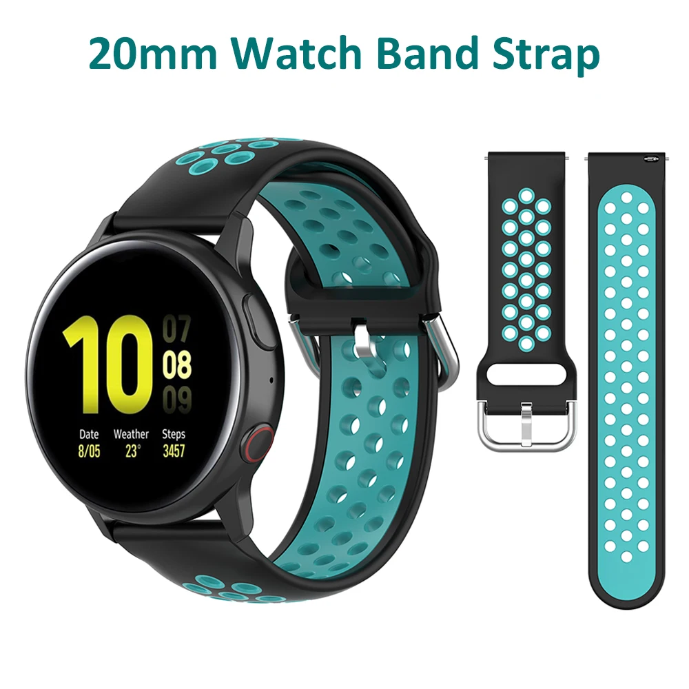 Ремешок для часов 20 мм сменный силиконовый браслет Samsung Galaxy Watch Active 2 42 Amazfit Bip lite