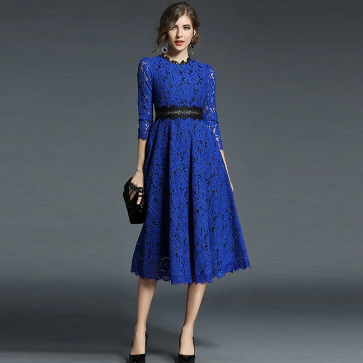 Новинка осени 2020 женские кружевные платья с цветочным узором вязанные крючком