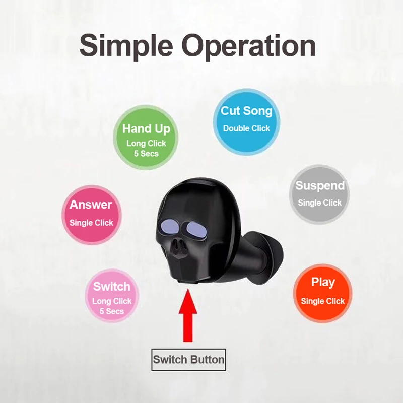 2020 New Skull Bone Bluetooth Earphone with Microphone Noise Cancelling Hi-Fi Handsfree Bass Stereo Mini Micro Earbud Earpiece |