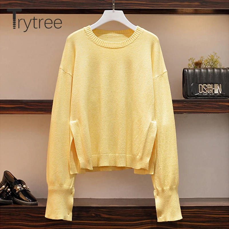 Trytree 2019 осенне зимний женский комплект из двух предметов повседневный Вязаный