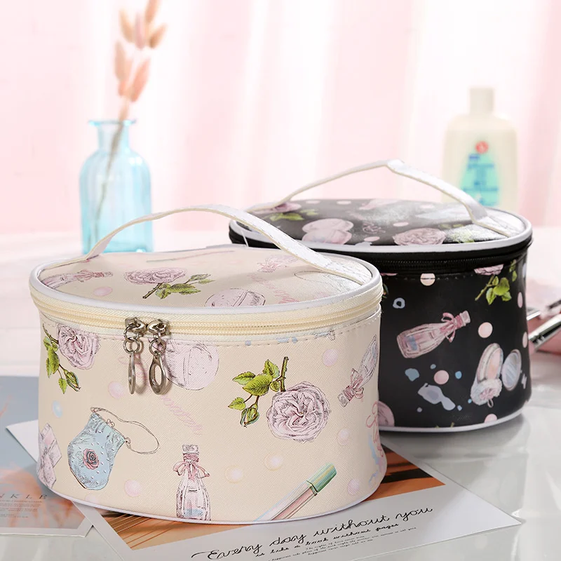 

2021 New Women's PU Cosmetic Bag Painting Cosmetics Cases Storage Bag Multi Function Handbag Make-up Bags