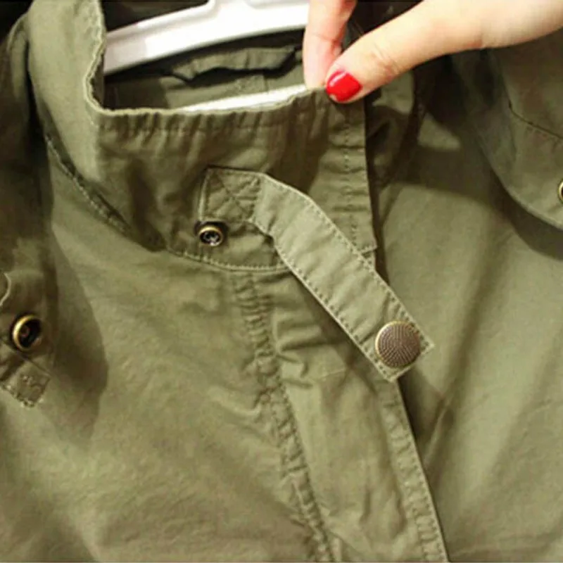 Новая Женская Весенняя Осенняя армейская зеленая Военная парка Тренч пальто с
