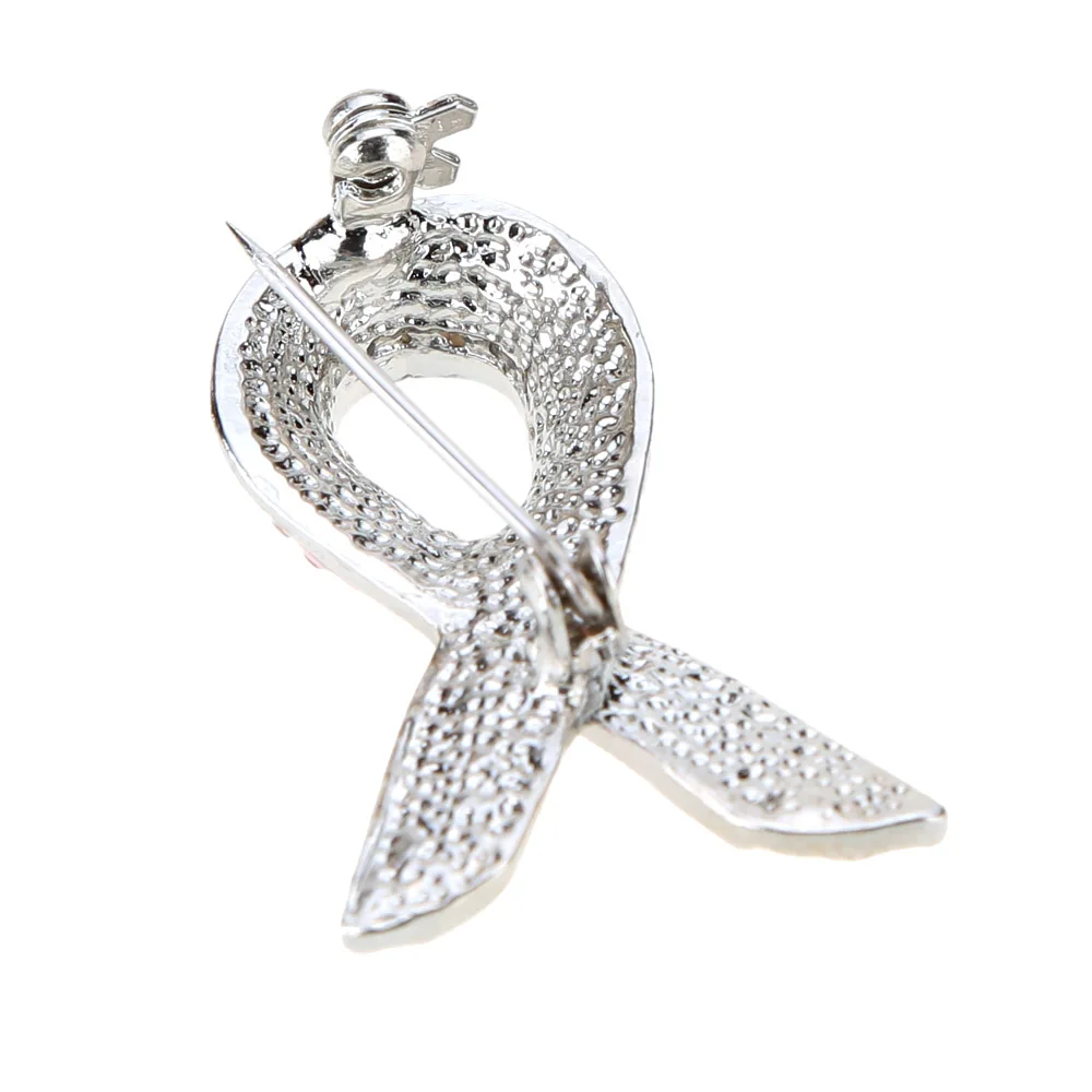 

Elegant Rhinestone Pink Ribbon Brooch Fashion Jewelry Women Breast Cancer Awareness Gift Shinning Crystal Pink Ribbon Brooch