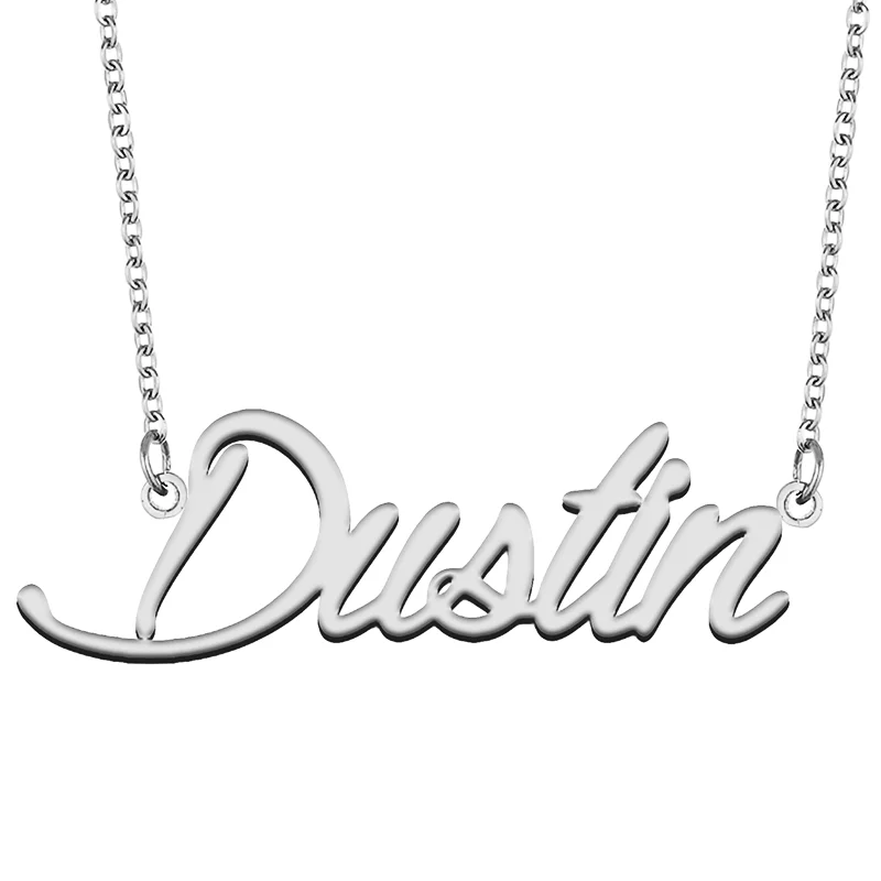 Dustin Custom Name Necklace Customized Pendant Choker Personalized Jewelry Gift for Women Girls Friend Christmas Present
