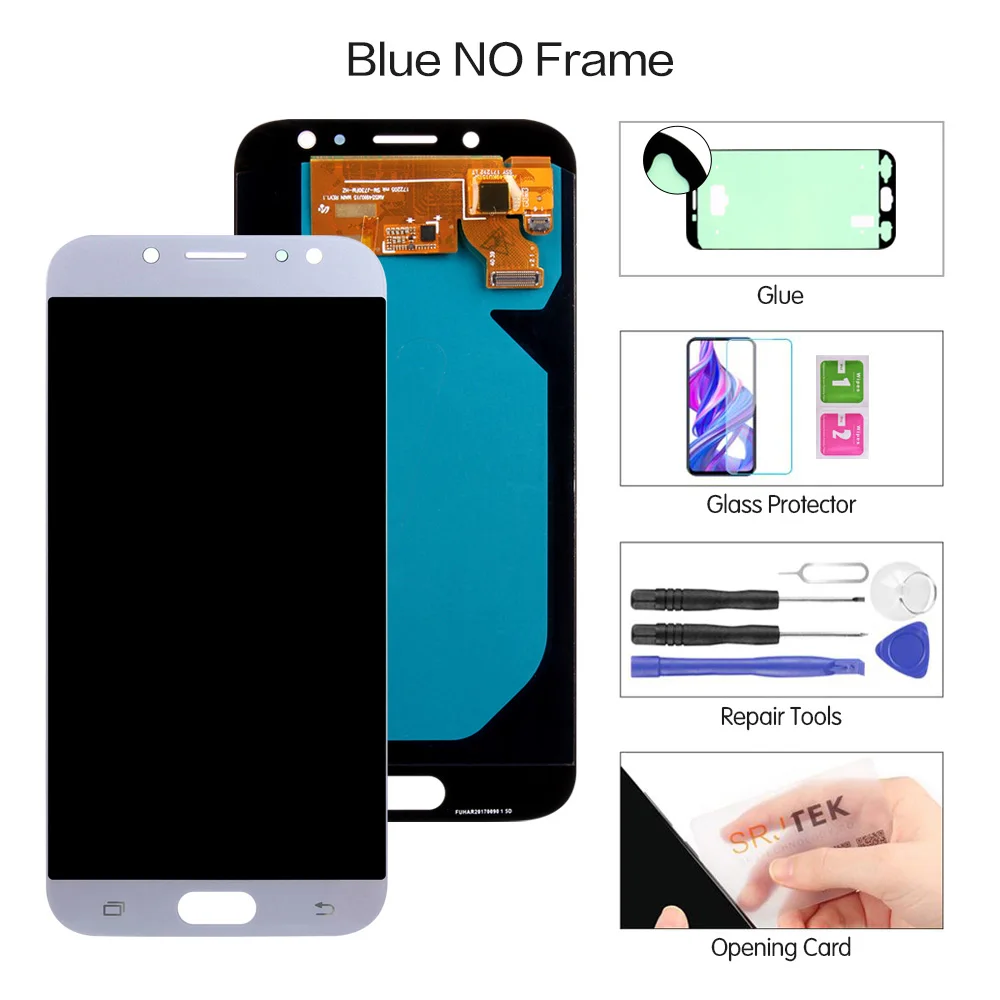 Blue no Frame 5,5 ''AMOLED дисплей для SAMSUNG Galaxy J7 Pro J730 lcd для SAMSUNG J7 дисплей сенсорный экран дигитайзер J730F экран - Цвет: Blue no Frame
