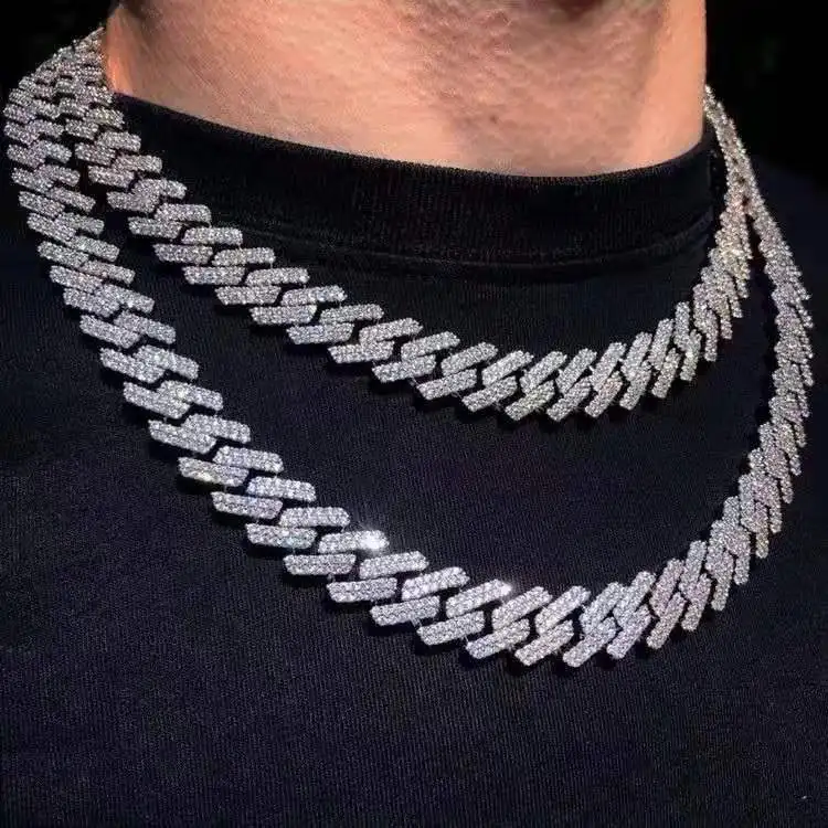 

Iced Out Paved Rhinestone Link Chain 15MM Gold Miami Curb Cuban Chain CZ Bling Rapper Necklace Bracelet for Men HipHop Jewelry